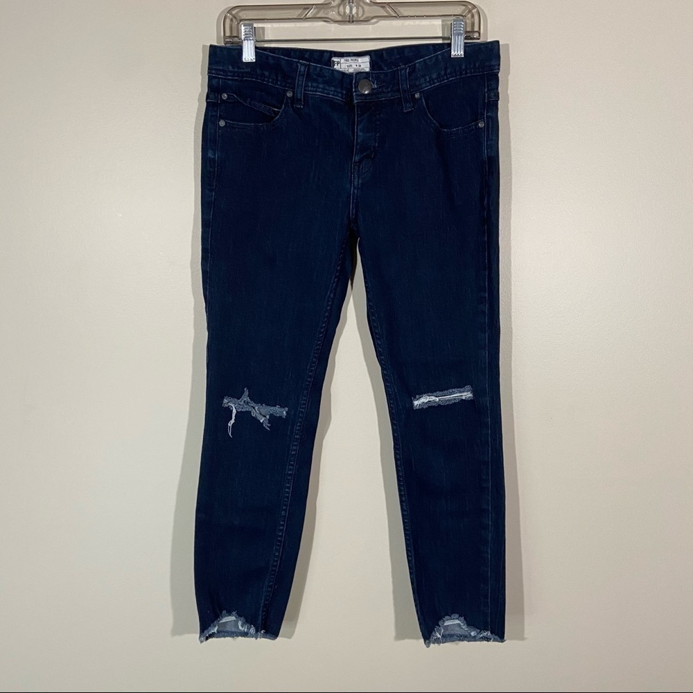 Free People Low Rise Distressed Skinny Jeans